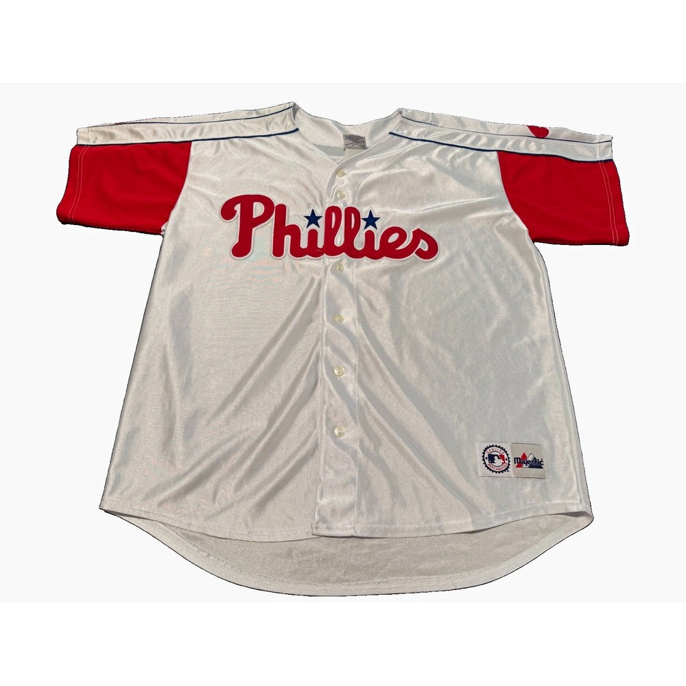 Majestic Phillies MLB Jimmy Rollins #11 Jersey White/Red